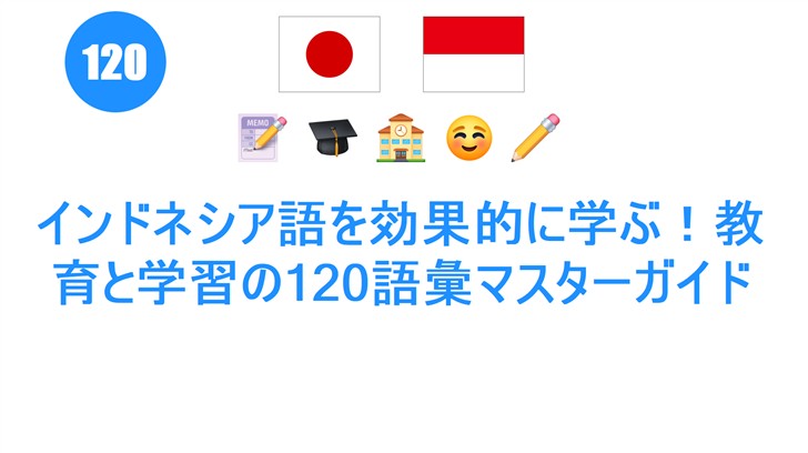 インドネシア語を効果的に学ぶ！教育と学習の120語彙マスターガイド